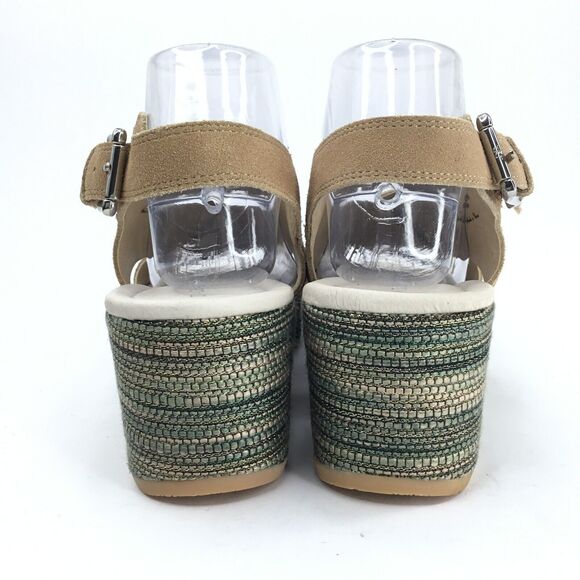 Donald J Pliner Sahar Wedge Sandal Womens 9.5 Tan Suede Crisscross Straps Padded - Picture 7 of 13